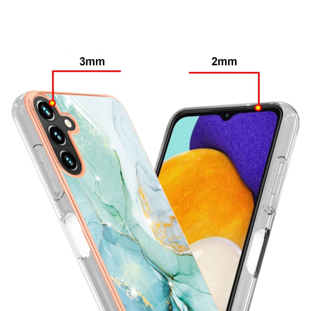 Samsung Galaxy A54 5G Gummi Case Hülle Galvanisierter Rahmen Marble Marmor Design - Türkis / Roségold