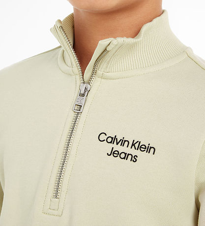 Calvin Klein Sweatshirt - Terry Halbreißverschluss - Green Haze