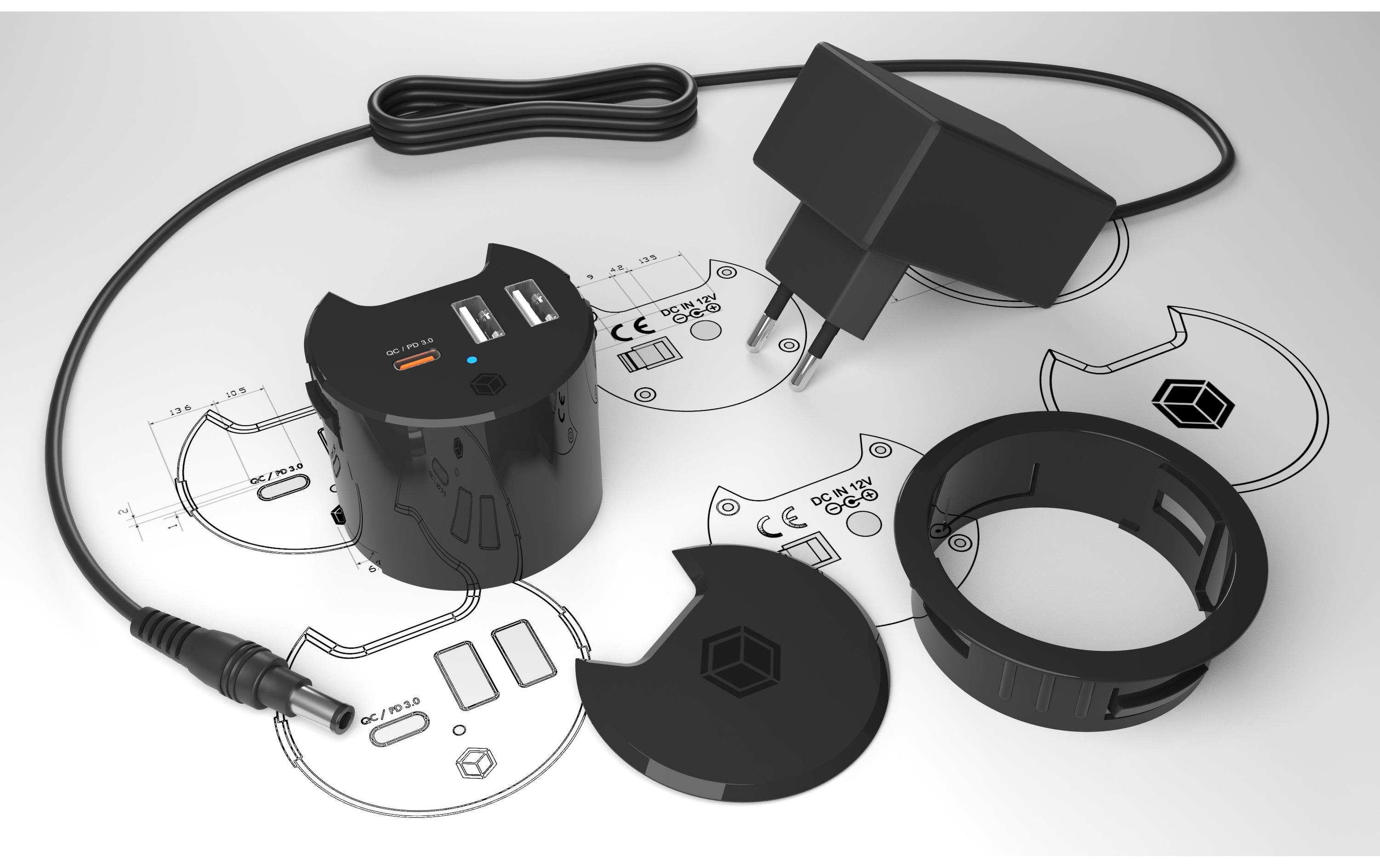 Tisch-Hub IB-HUB1407USB Tischladegerät mit Power Delivery und Quick Charge