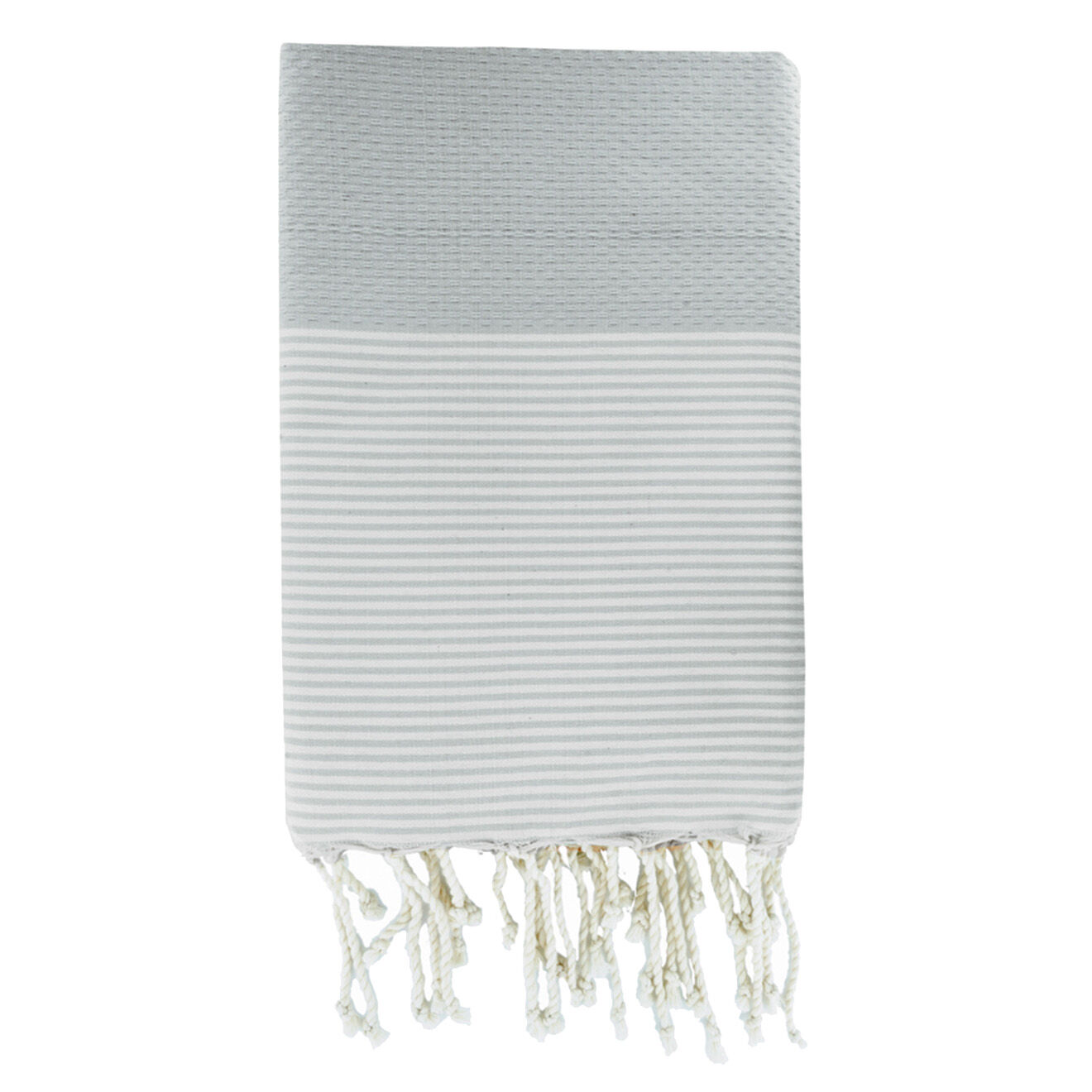 Febronie Fouta Nid d'Abeille Ibiza gris perle/blanc - 100x200 cm