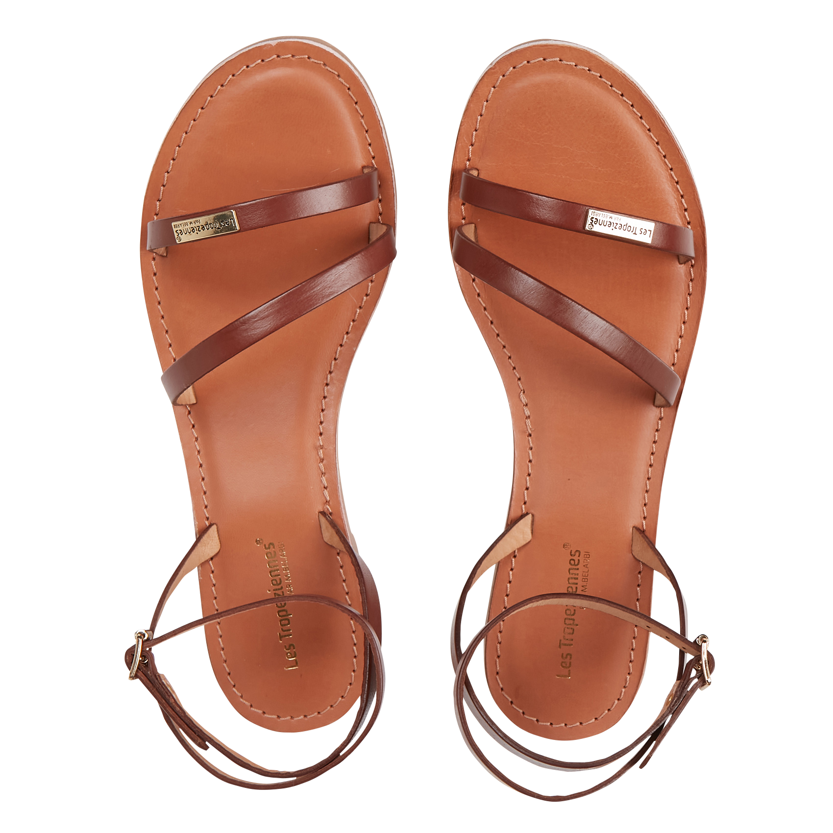 HANAK - Sandales plates en cuir | Marron