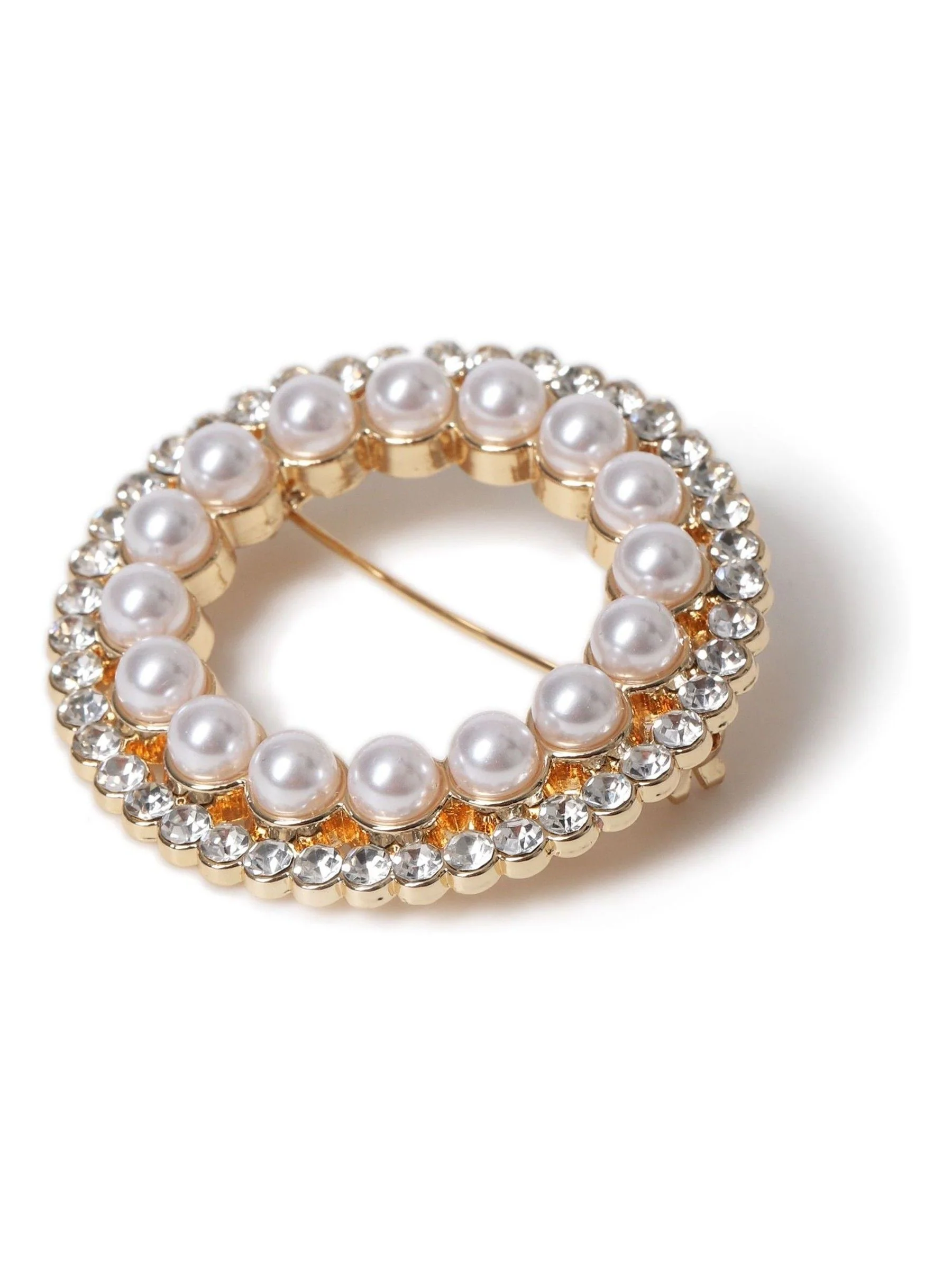 Aela Gold Tone Sparkle Circle Brooch