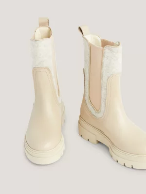 Botas Chelsea de couro contrastante