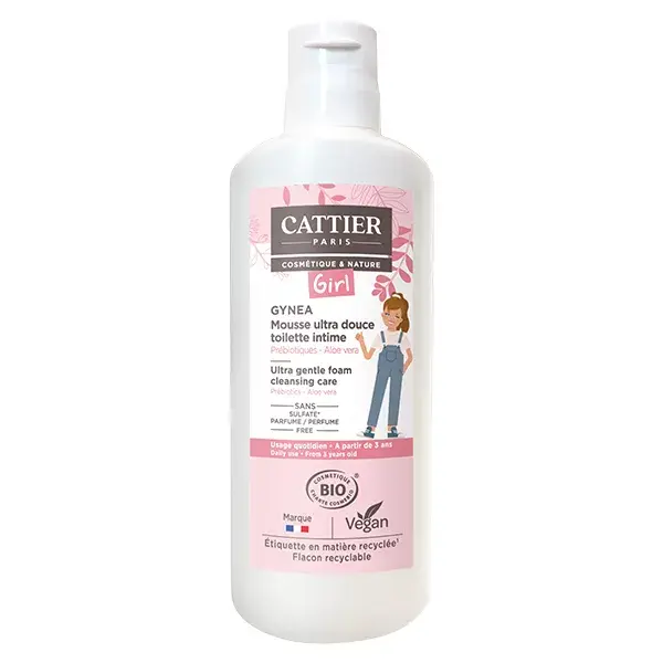 Espuma de limpeza íntima orgânica Cattier Gynea Girl Ultra Soft 150ml