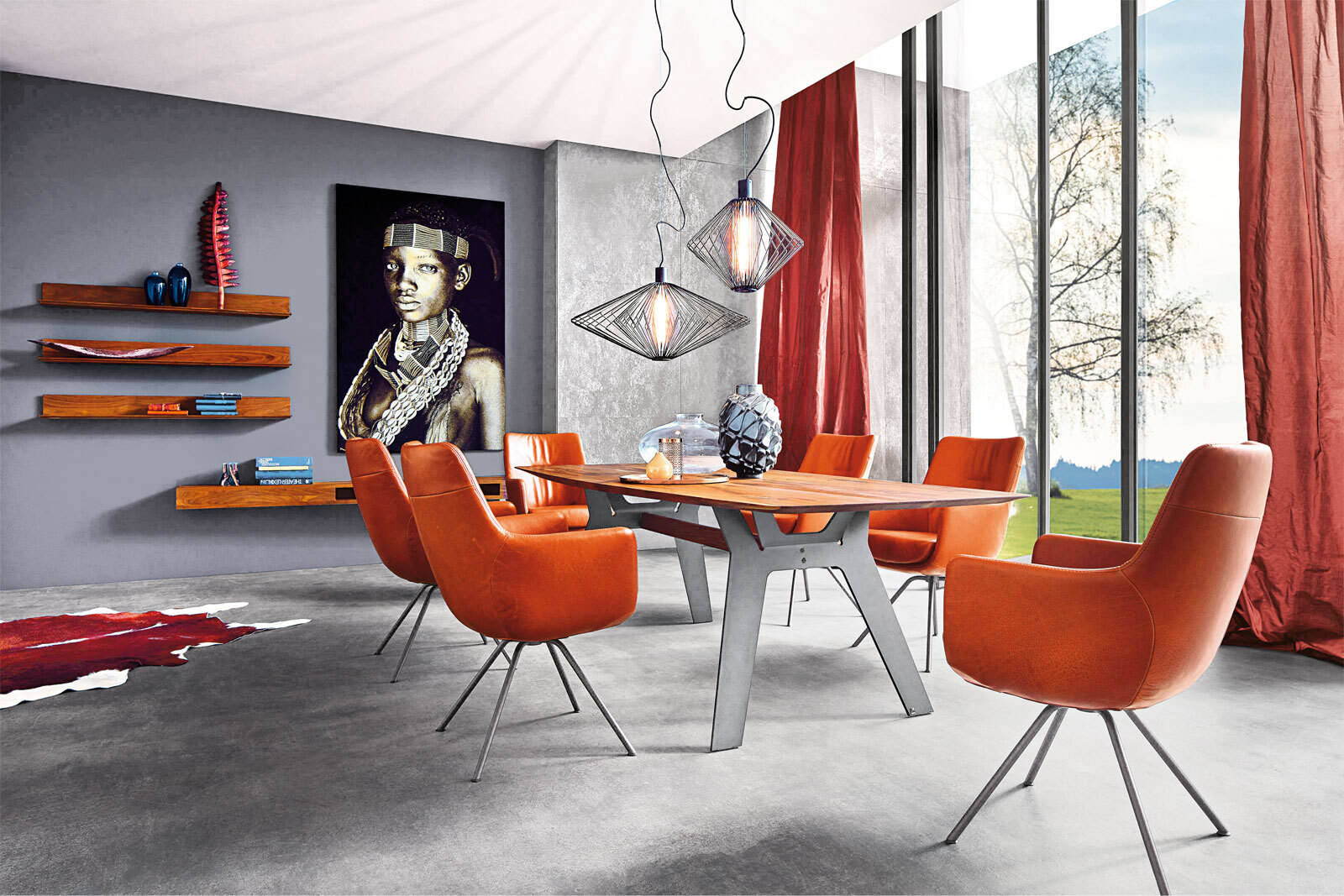 WK-WOHNEN Esstisch 240 x 100 cm in Braun/Schwarz