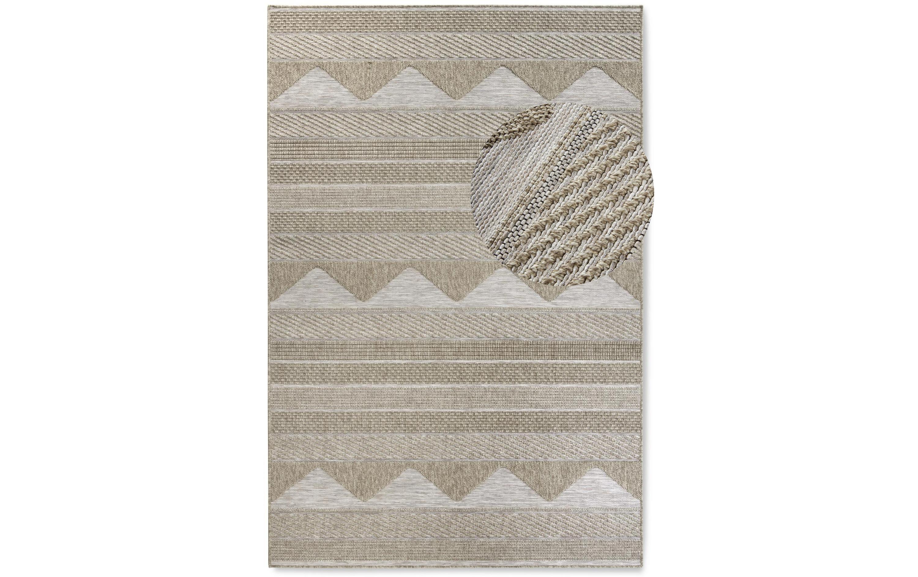 Teppich Elisabeth 115 cm x 170 cmIn- und Outdoor Teppich, modernes Flachgewebe, Boho, Ethno-Look, wetterfest und UV-beständig für Balkon, Terrasse, Garten, Wohnzimmer, Wintergarten
