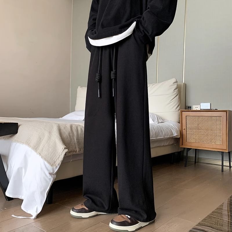 Fluffush - Effen joggingbroek met trekkoord in de taille en wijde pijpen