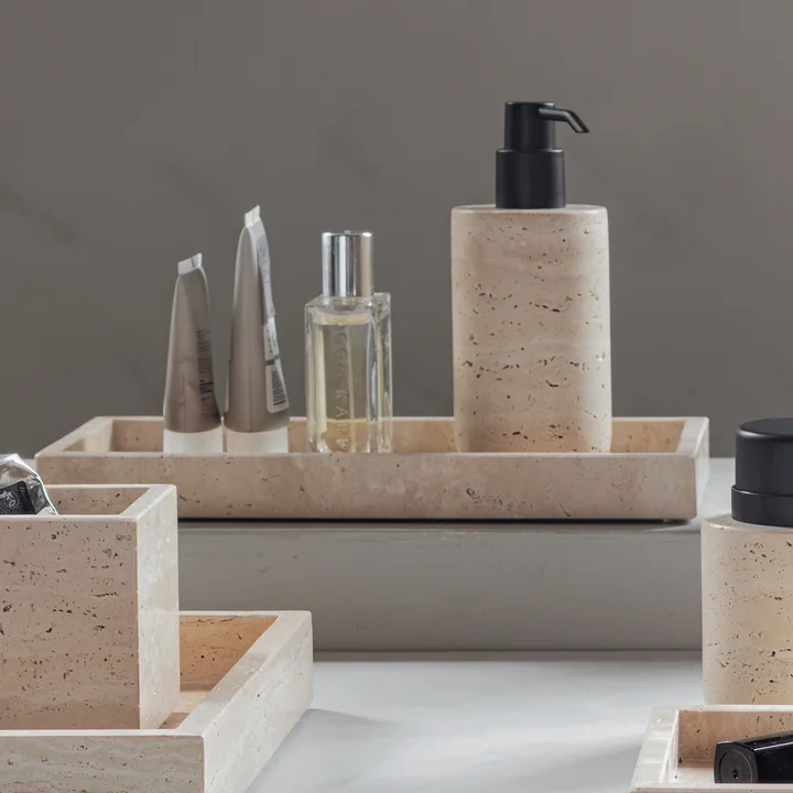 Mette Ditmer - Travertine Seifenspender, low, leinen