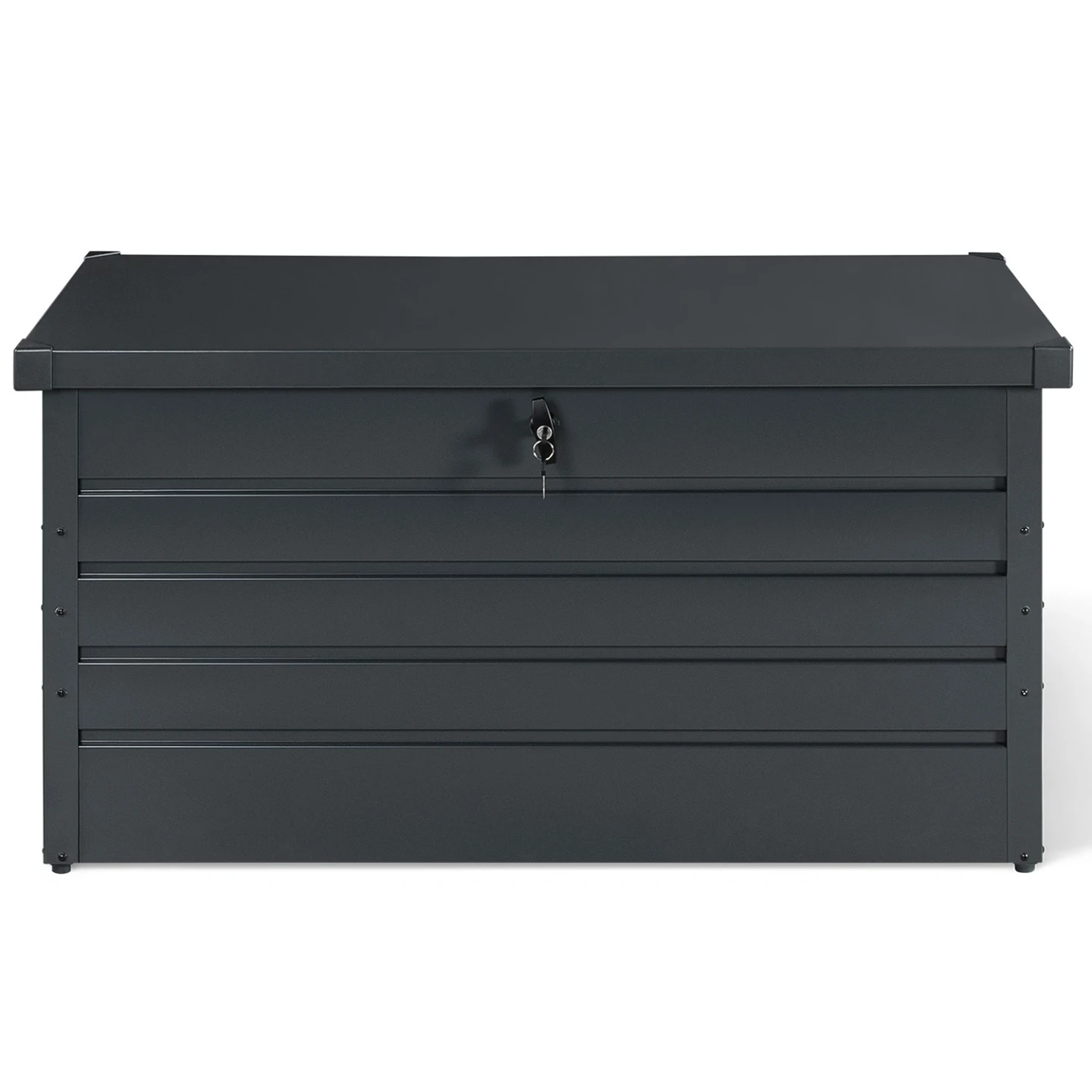 Coffre de rangement métal verrouillable gris anthracite pour jardin 350L 120x62,5x63 cm