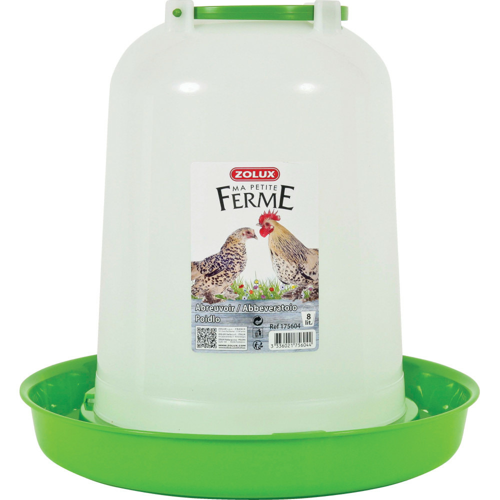 Abreuvoir en plastique, capacité 8 litres, basse cour