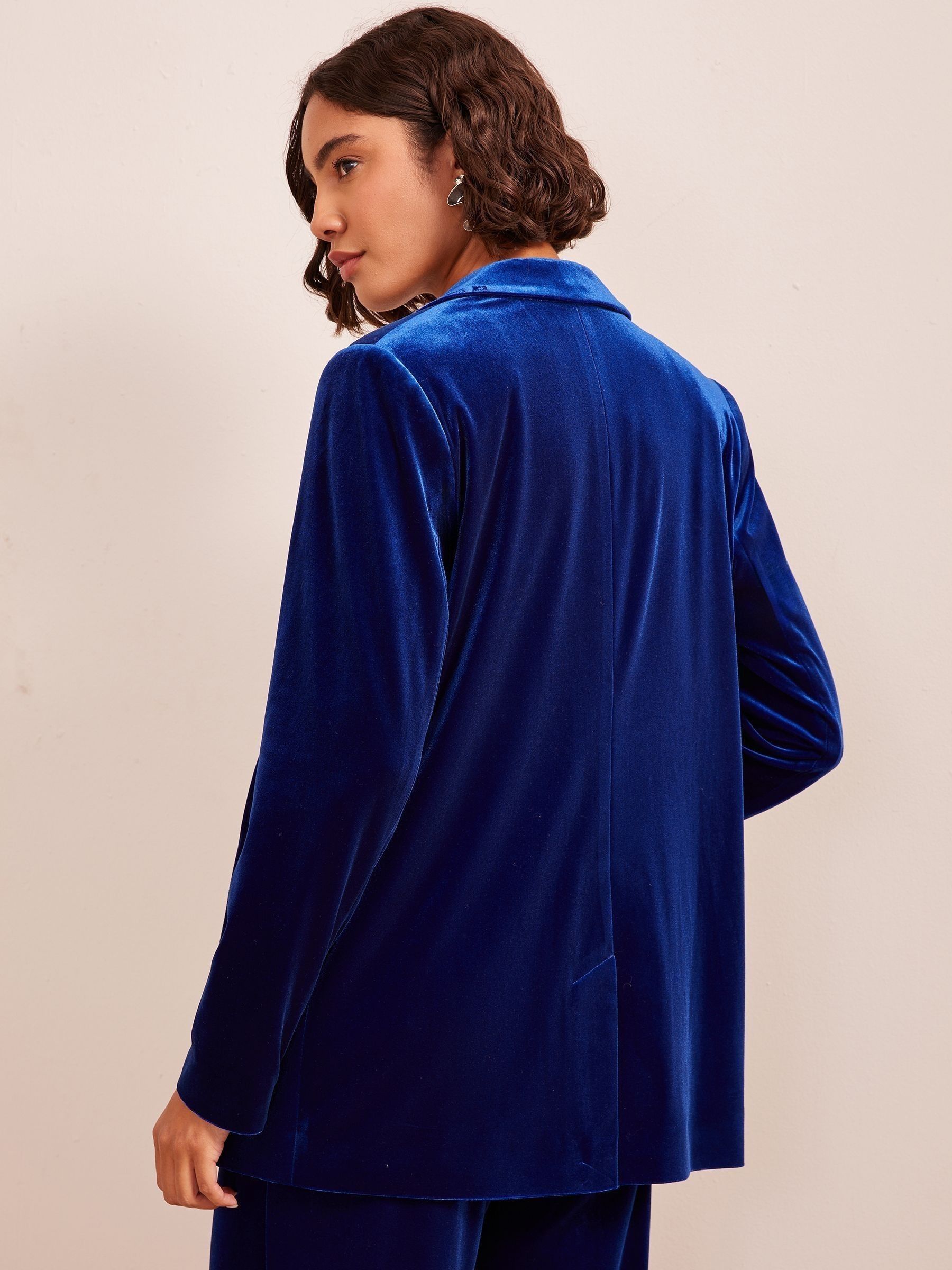 Blauw - Friends Like These fluwelen, Tailored Single breasted co-ord Pak Blazer