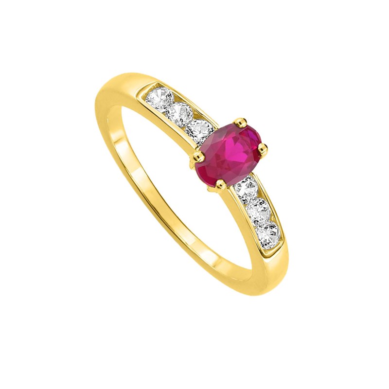 Bague Femme - Rubis - Oxyde de zirconium - Or 18 Carats