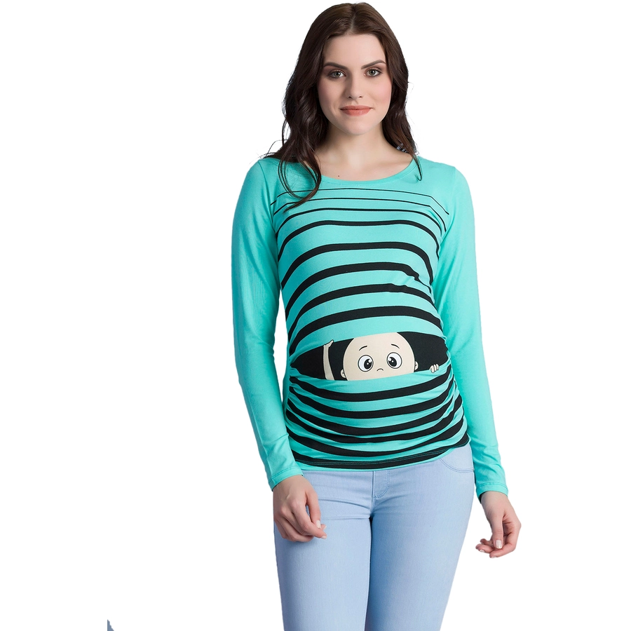 M.M.C. Umstandslangarmshirt Guck Guck mit Motiv Mint