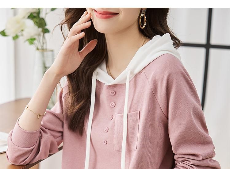 Jeonseon - Hoodie met lange mouwen en ronde hals, twee delen