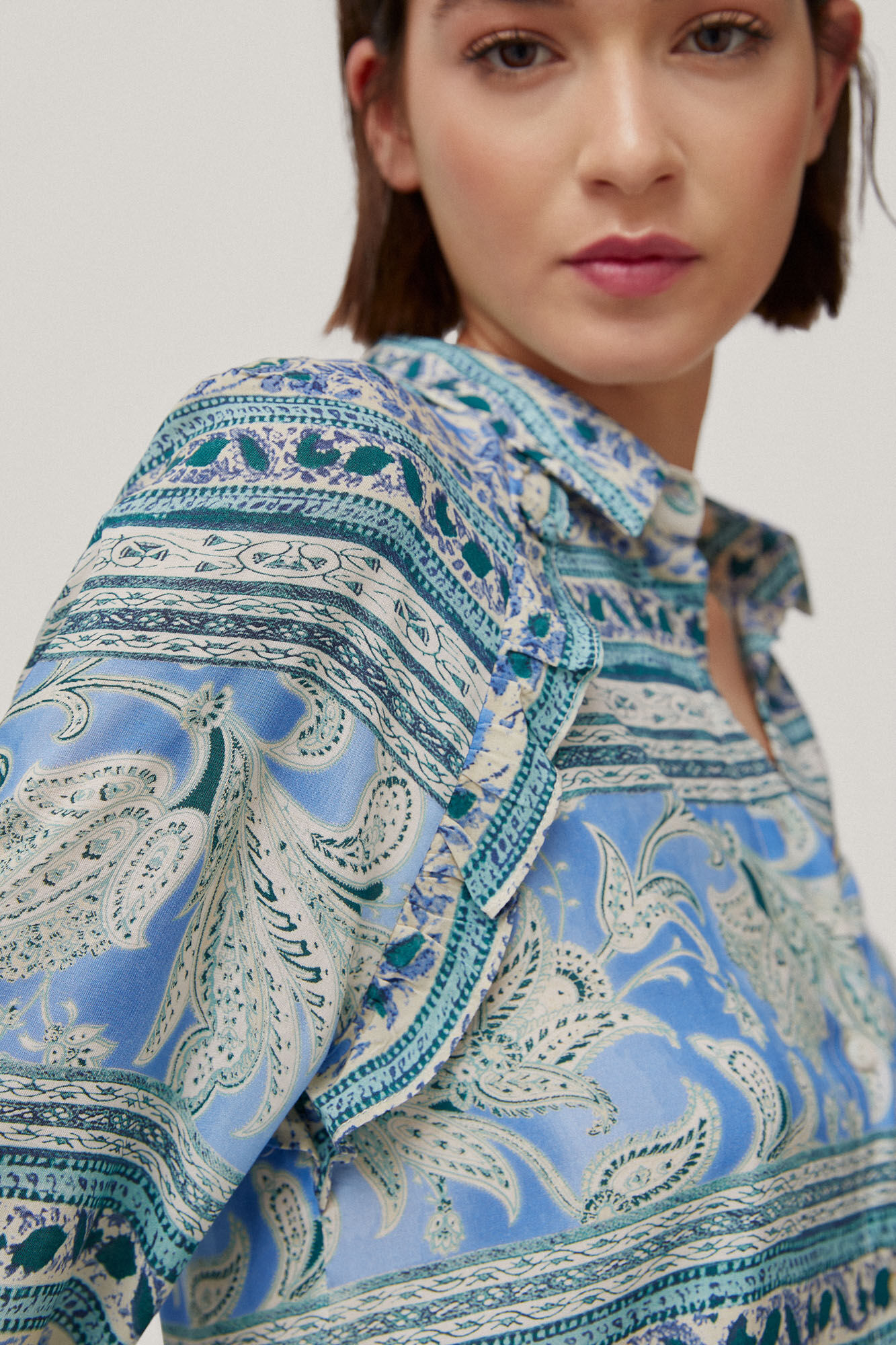 Blusa de viscose estampada - Azul