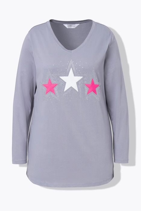 T-Shirt, Frottee-Sterne, Langarm