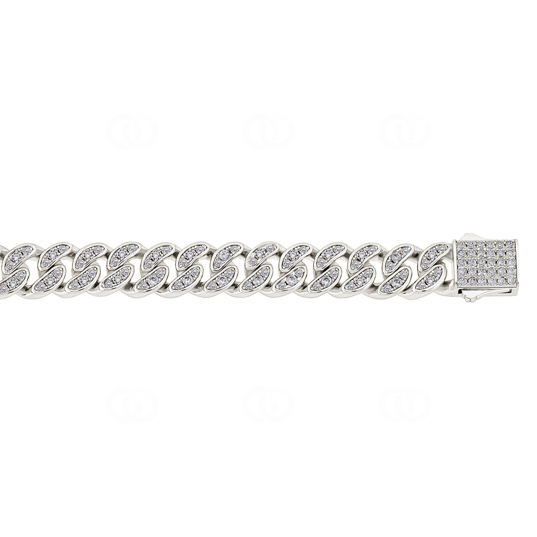 8mm Cuban Link Panzerarmband Weiss vergoldet mit Zirkonia