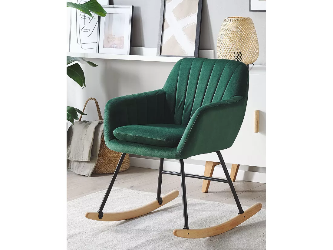 Fauteuil à bascule LIARUM Velours Vert émeraude