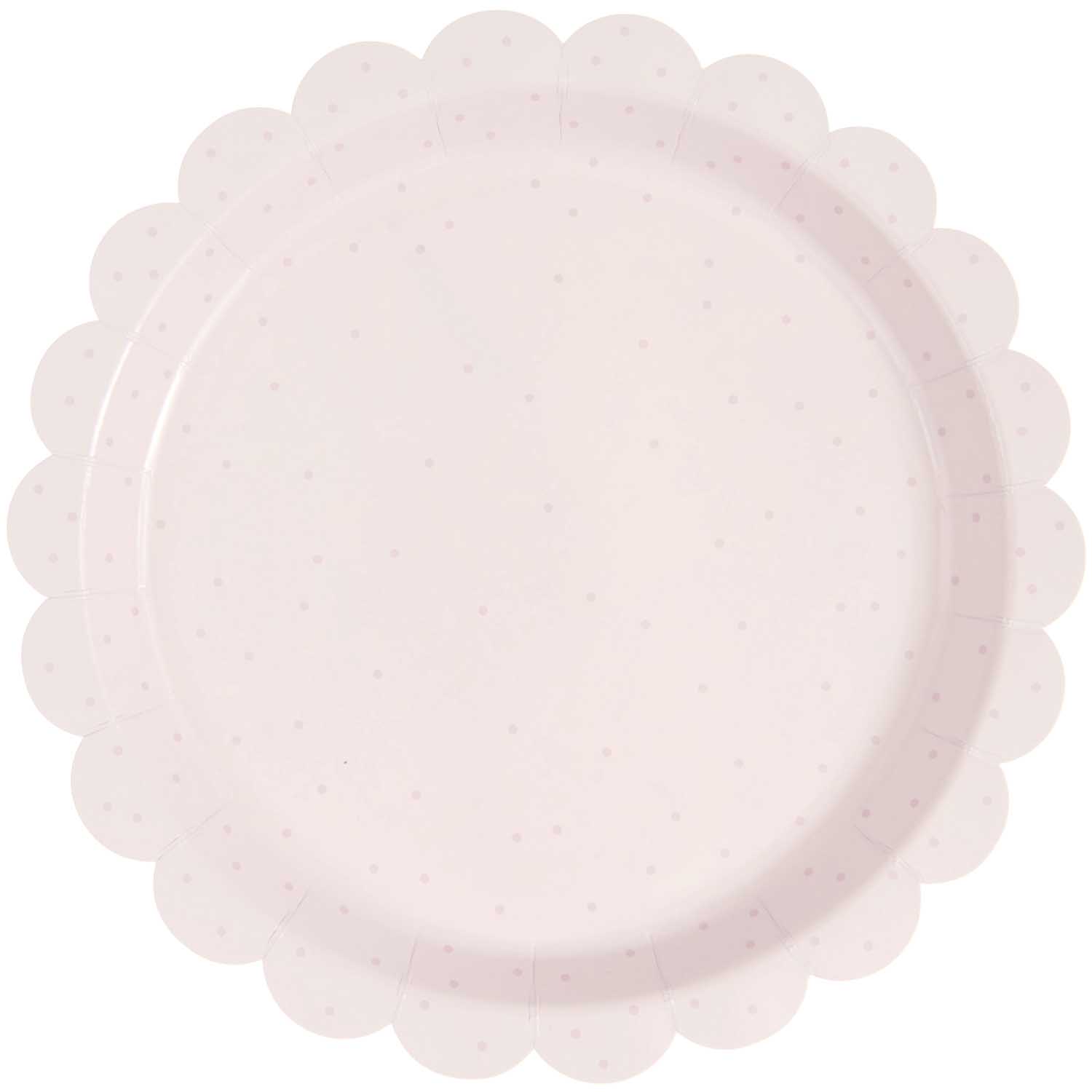 Pappteller PUNKTE 8-teilig in puder pink