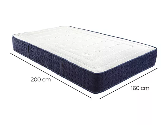 Matelas réversible CAMPA 160x200 cm, en mousse mémoire de forme, indépendance du couchage, mi-ferme, face été/hiver, épaisseur 24 cm