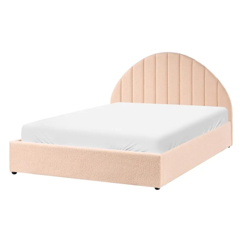 CHADENET - Bed met opbergruimte - Perzikroze - 140 x 200 cm - Bouclé