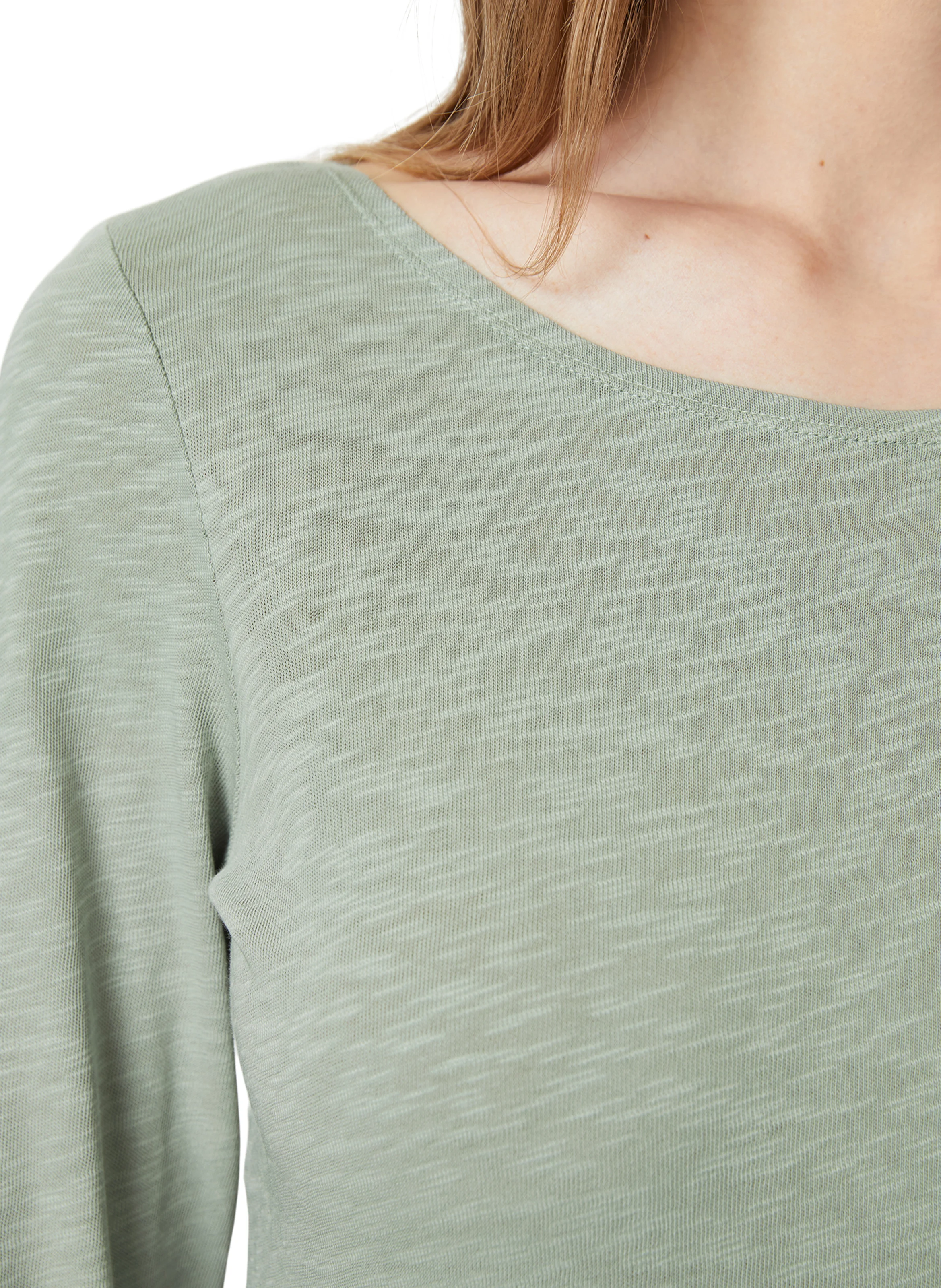 Tee-shirt droit col bateau en coton bio | Vert