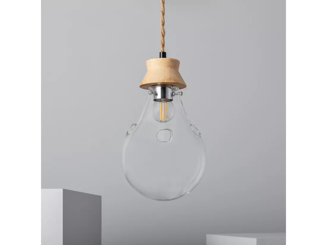Suspension Bois et Verre Kathu Bumbieris Naturel
