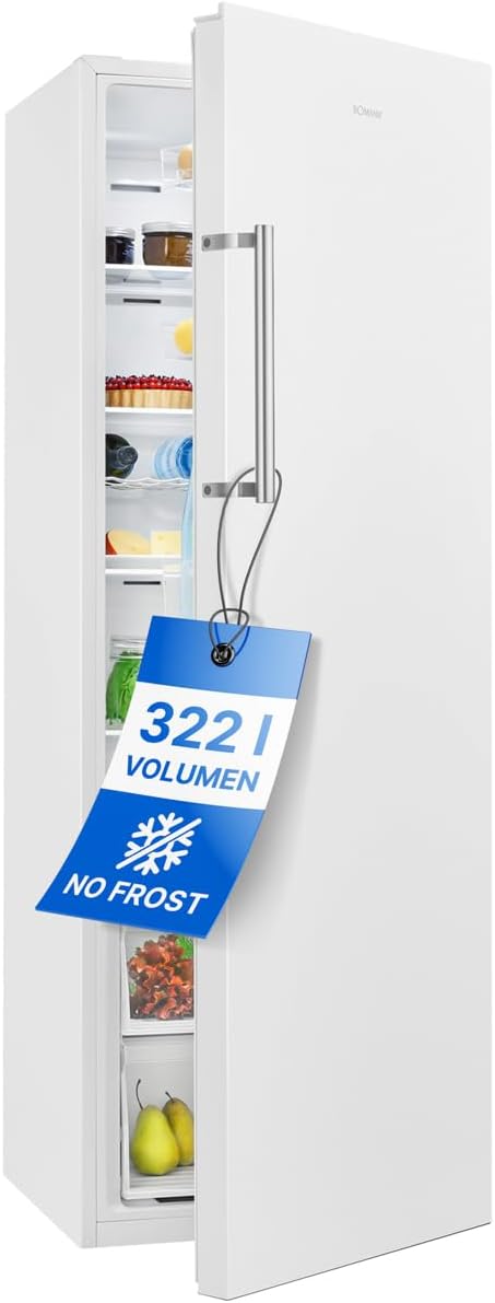 Bomann® Kühlschrank ohne Gefrierfach | 322L | 172cm Kühlschrank | Schnellkühlfunktion | MultiAirflow für gleichmäßige Kühlung | Getränkekühlschrank | 5 Ablagen | Türanschlag wechselbar | VS 7345 weiß