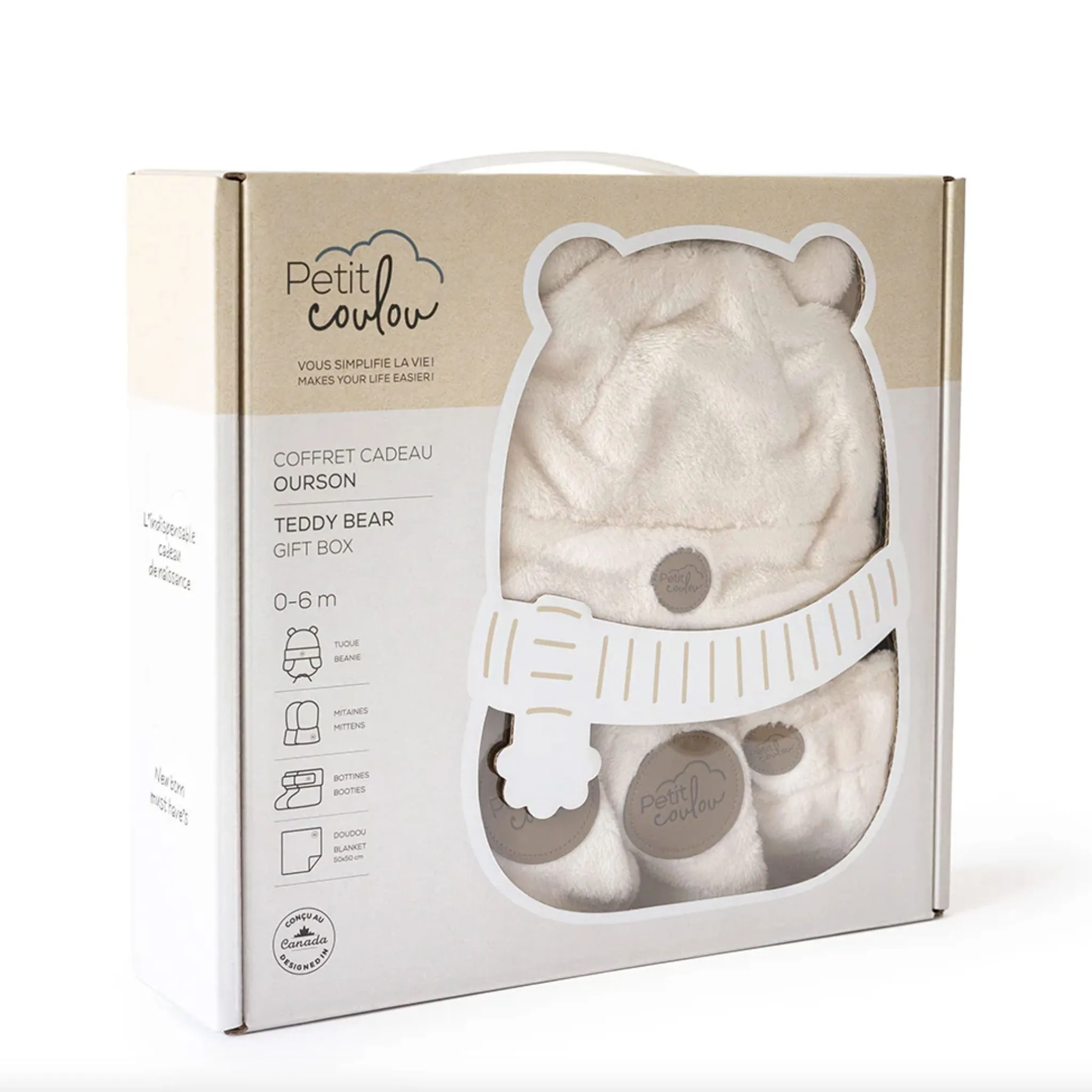 Petit Coulou Coffret cadeau Ourson pour bébé (4 accessoires) - Crème 0-6m