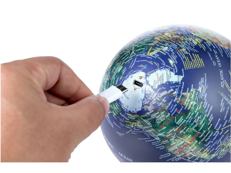 Gingko LED Stimmungslicht AtlasGlobe 20 cm Braun/Dunkelblau Weltkarte im Lampendesign