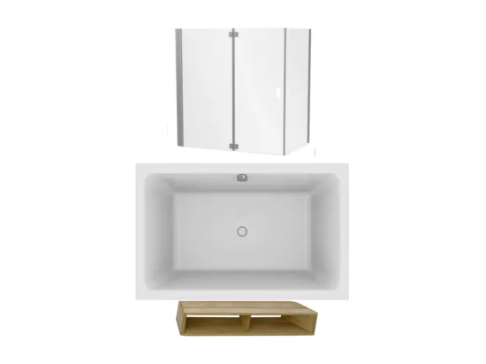 Baignoire bain douche JACOB DELAFON Capsule, compacte + pare bain en angle 120 x 80 cm