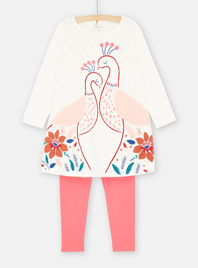 Ensemble pyjama écru et rose
