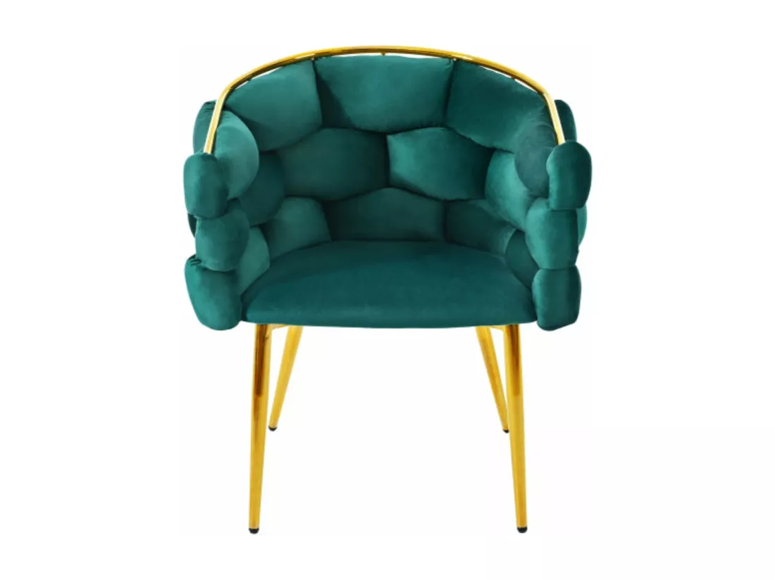 Chaise à bulles en velours, pieds dorés, vert,d50cm×h80cm