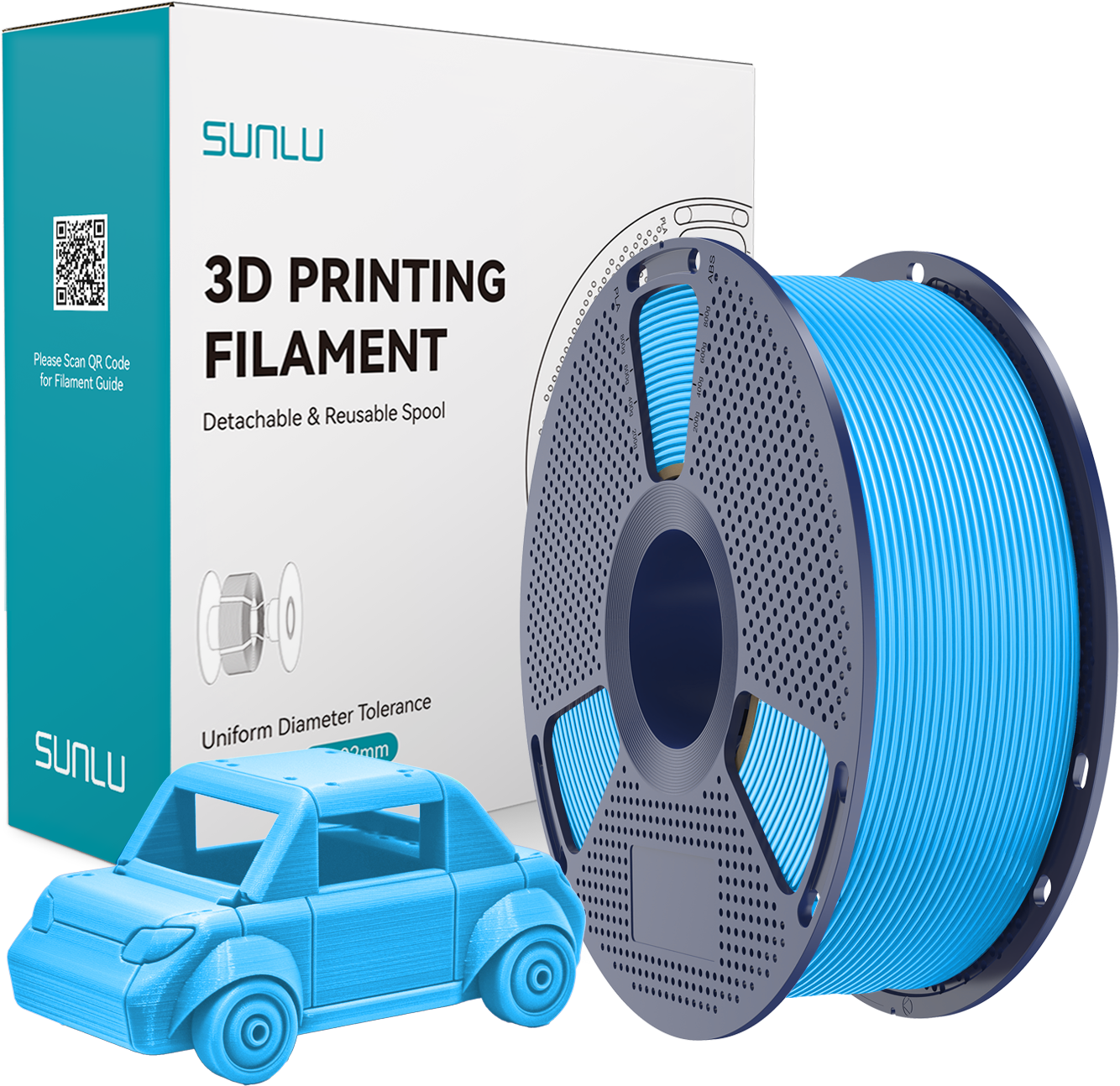 SUNLU  PETG Cyan, 1,75 mm / 1000 g    Zähes, leicht zu druckendes PETG Filament