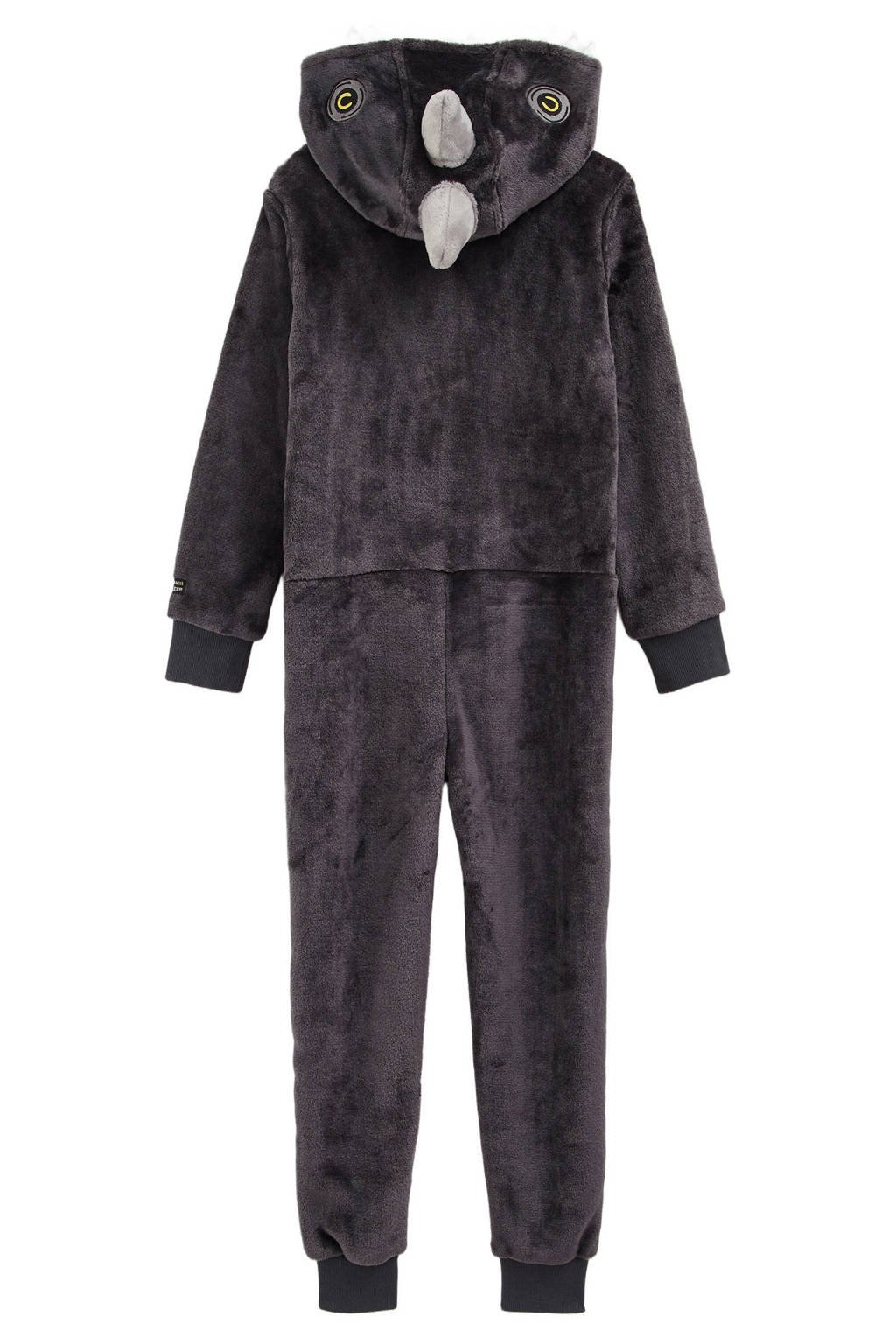WE Fashion onesie dino antraciet/grijs/wit