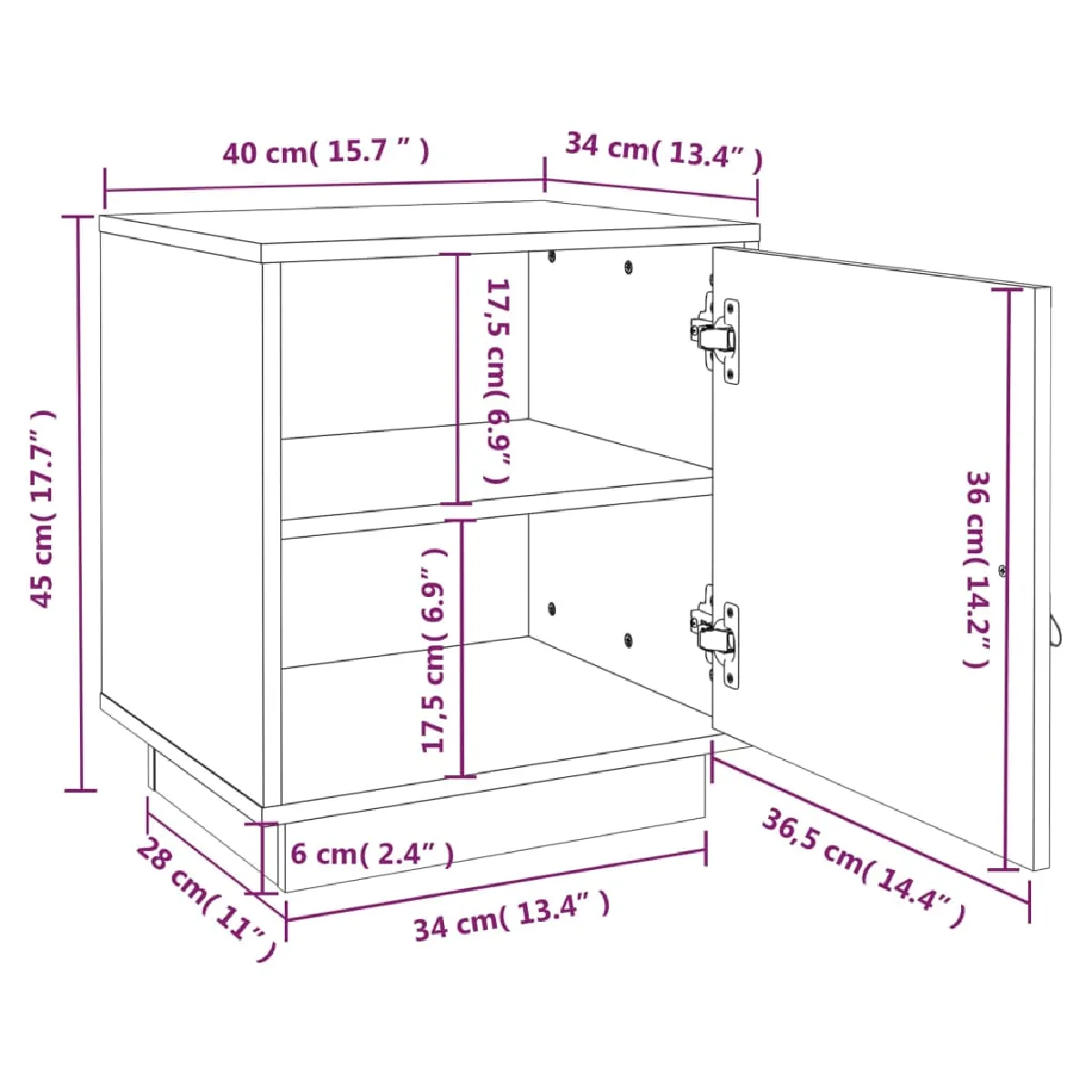 vidaXL Tables de Chevet Noir Pin Massif
