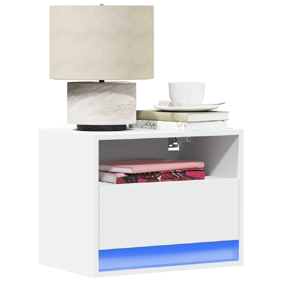 VidaXL Tables de chevet murales LED - Blanc