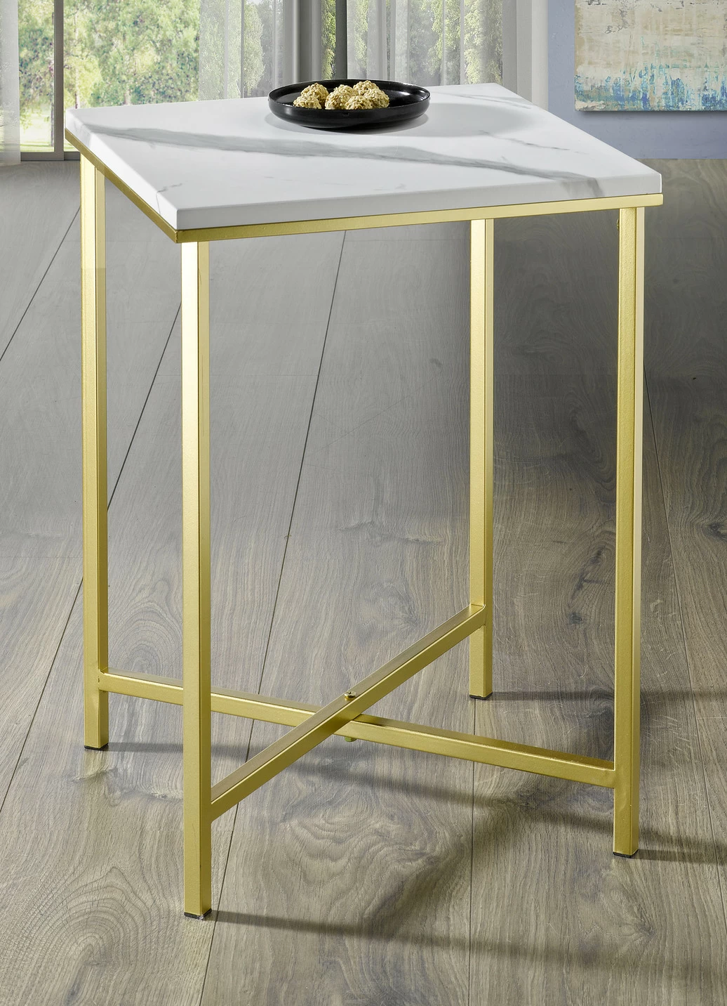 Beistelltische aus goldfarben lackiertem Stahlrohr