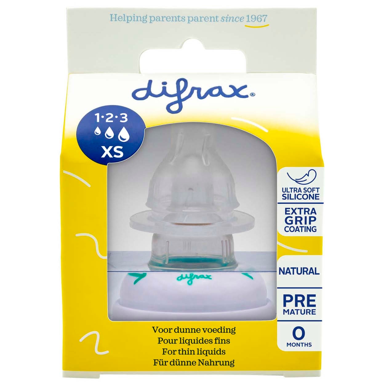Difrax 1-2-3 Doseerspeen XS smal - 2 stuks naturel