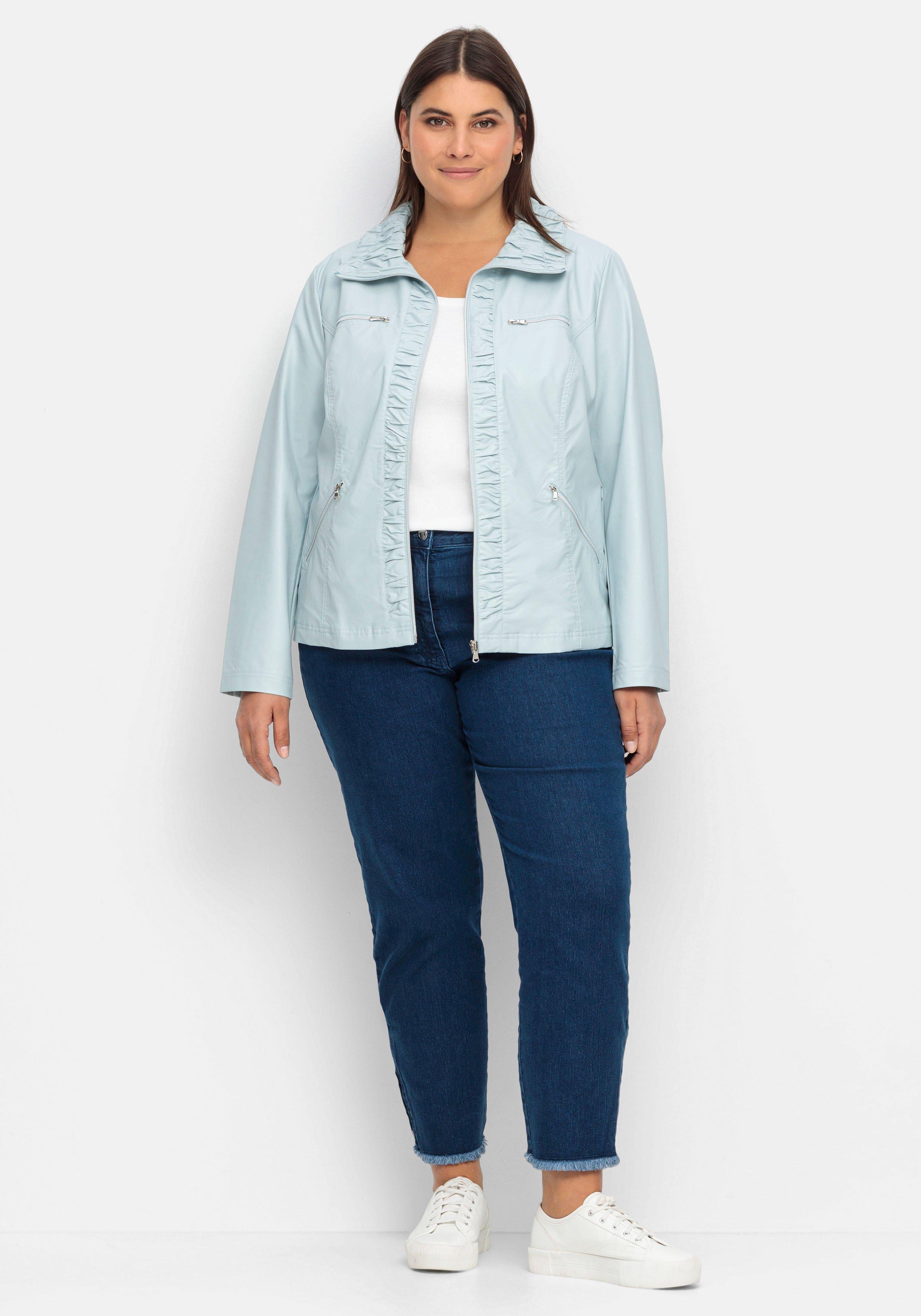 Jacke in Lederoptik, mit gerafften Details