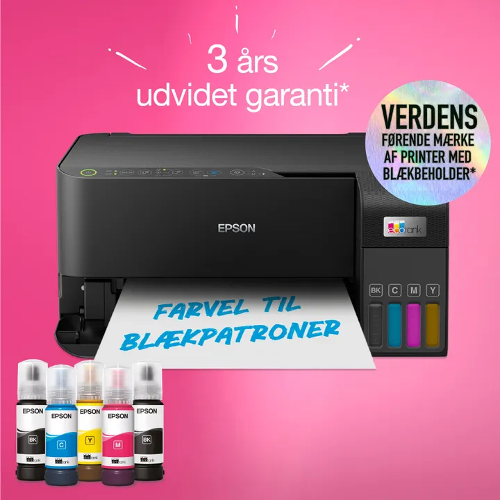 Epson EcoTank ET-2830 - Multifunktionsprinter - farve - blækprinter - ITS - A4 (medie) - op til 15 spm (udskriver) - 100 ark - Wi-Fi, USB - sort