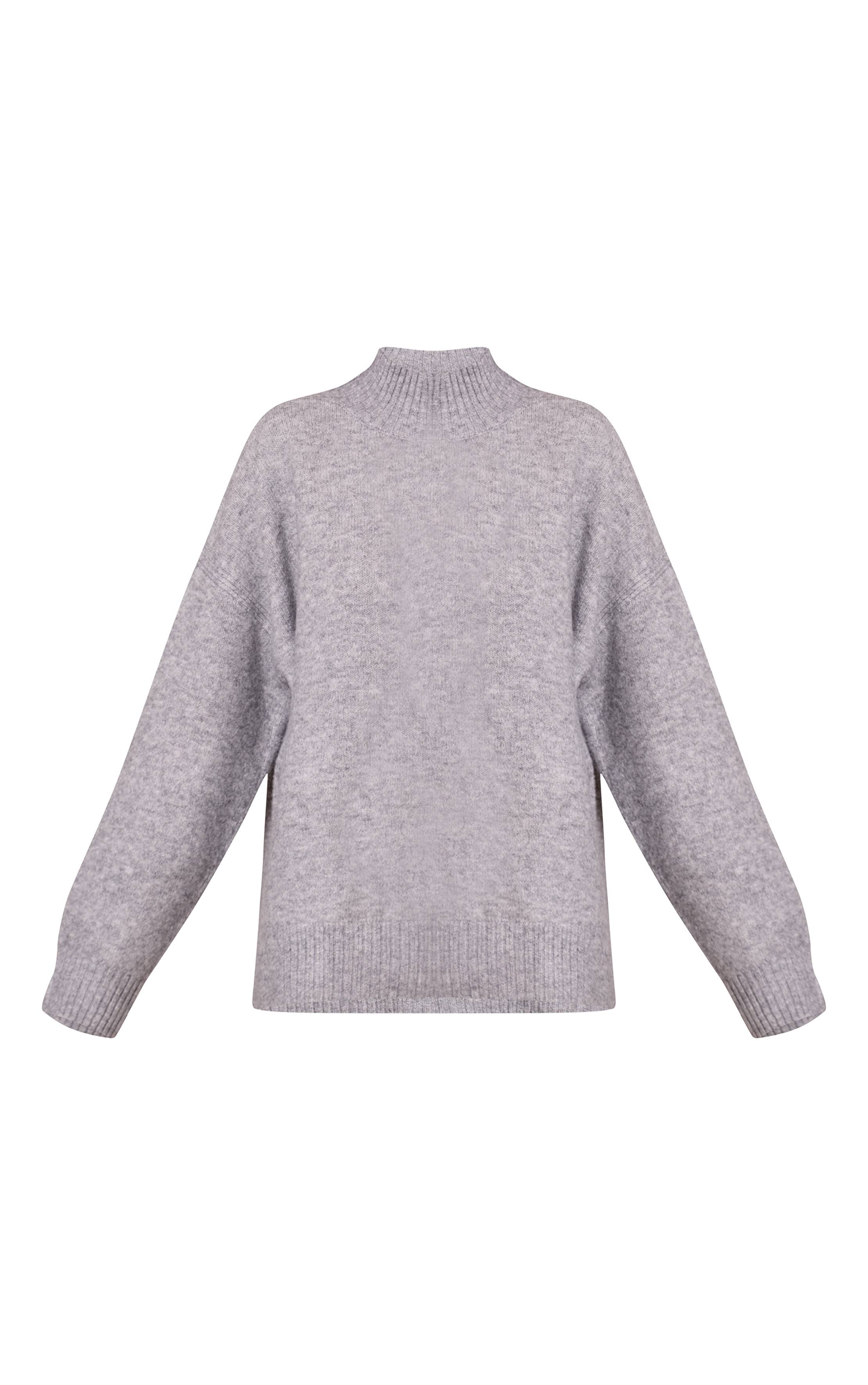 Gris Chiné Synthétiquell En Maille Surdimensionné À Col Polo