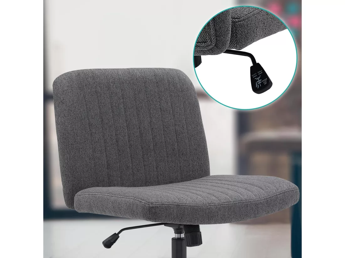 Chaise de bureau - Tissu - Gris foncé - Kingman