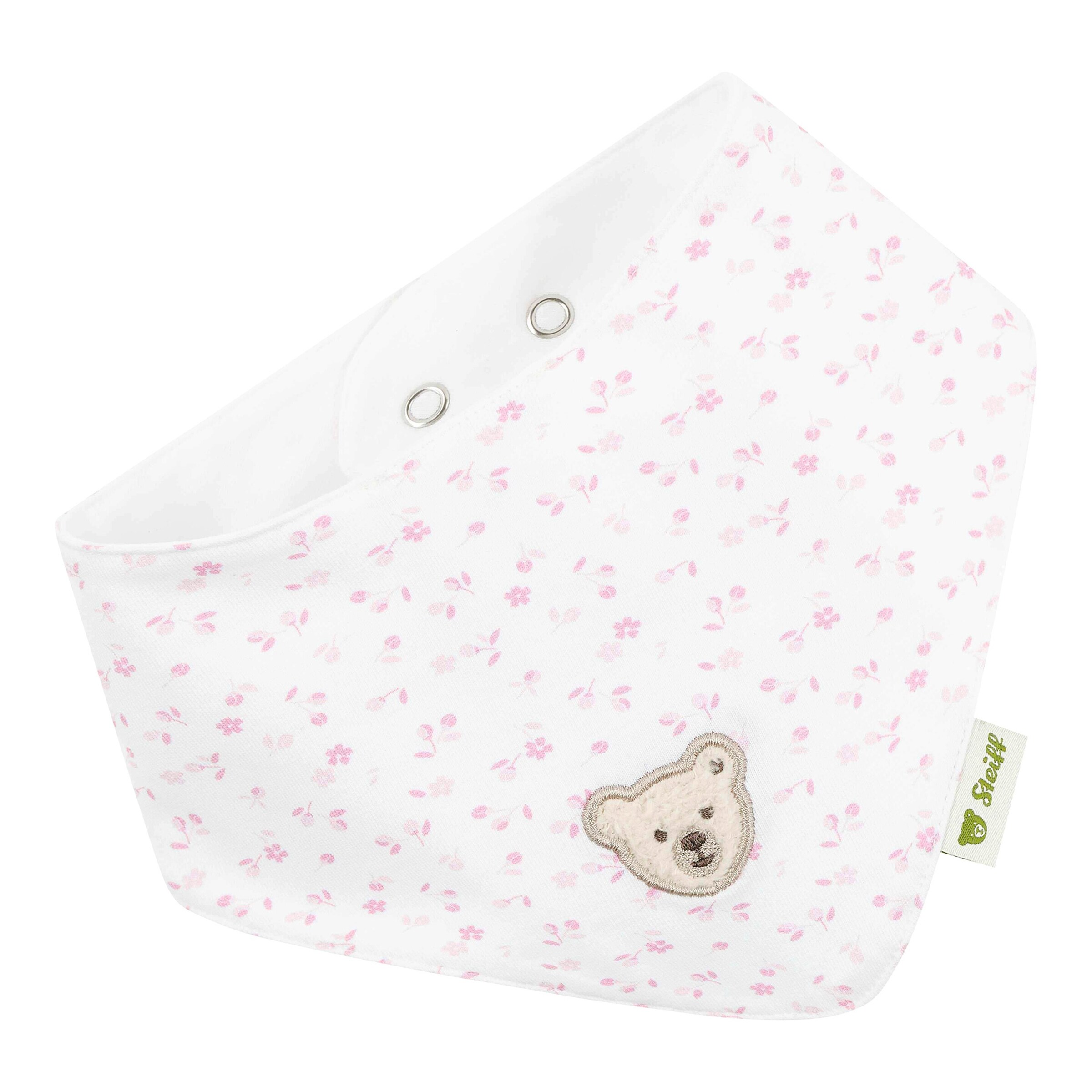 Steiff 2er-Pack Dreieckstücher Blumen weiß/rosa