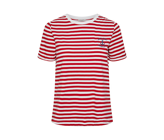 T-Shirt mit Stickerei, rot-weiß gestreift