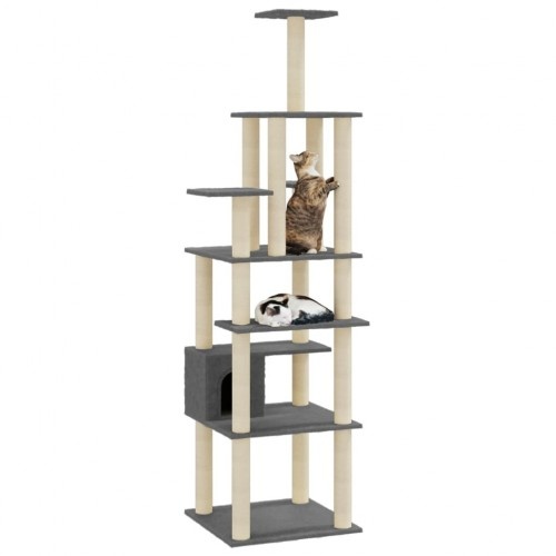 Árvore para gatos Vidaxl de 7 andares, cinza escuro, com poste arranhador para gatos.