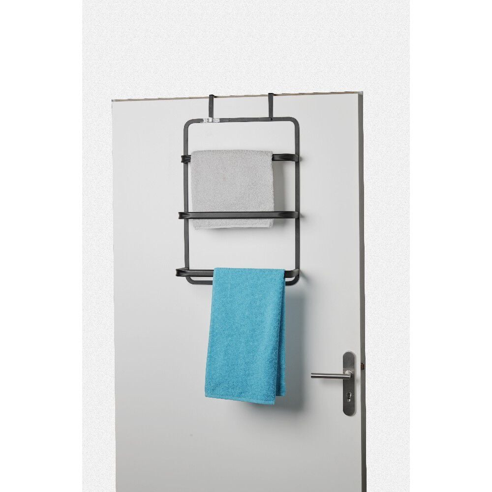 Porte-serviettes de porte acier noir