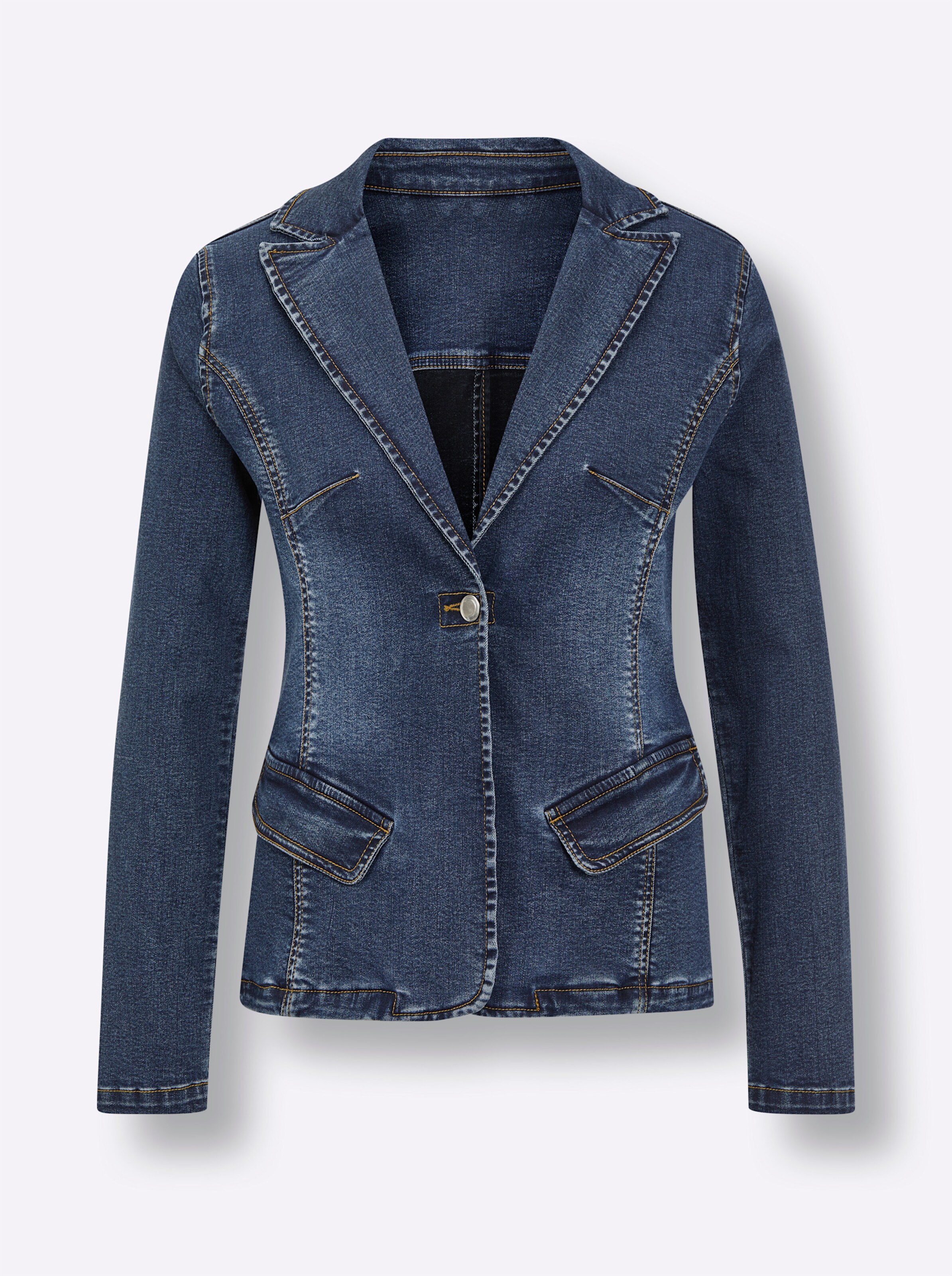 CREATION L PREMIUM Lyocell-Baumwoll-Blazer in blue-stone-washed