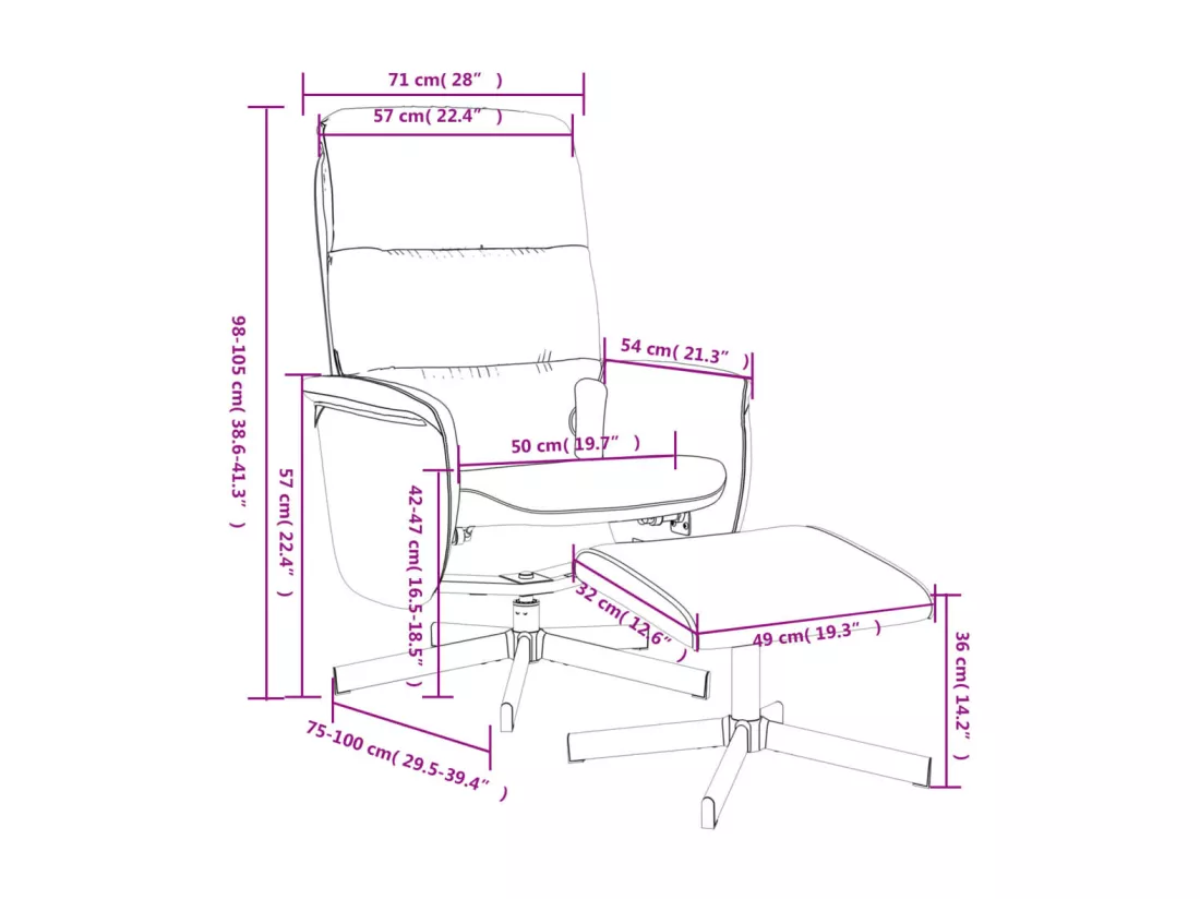 Fauteuil de massage inclinable avec repose-pied noir tissu