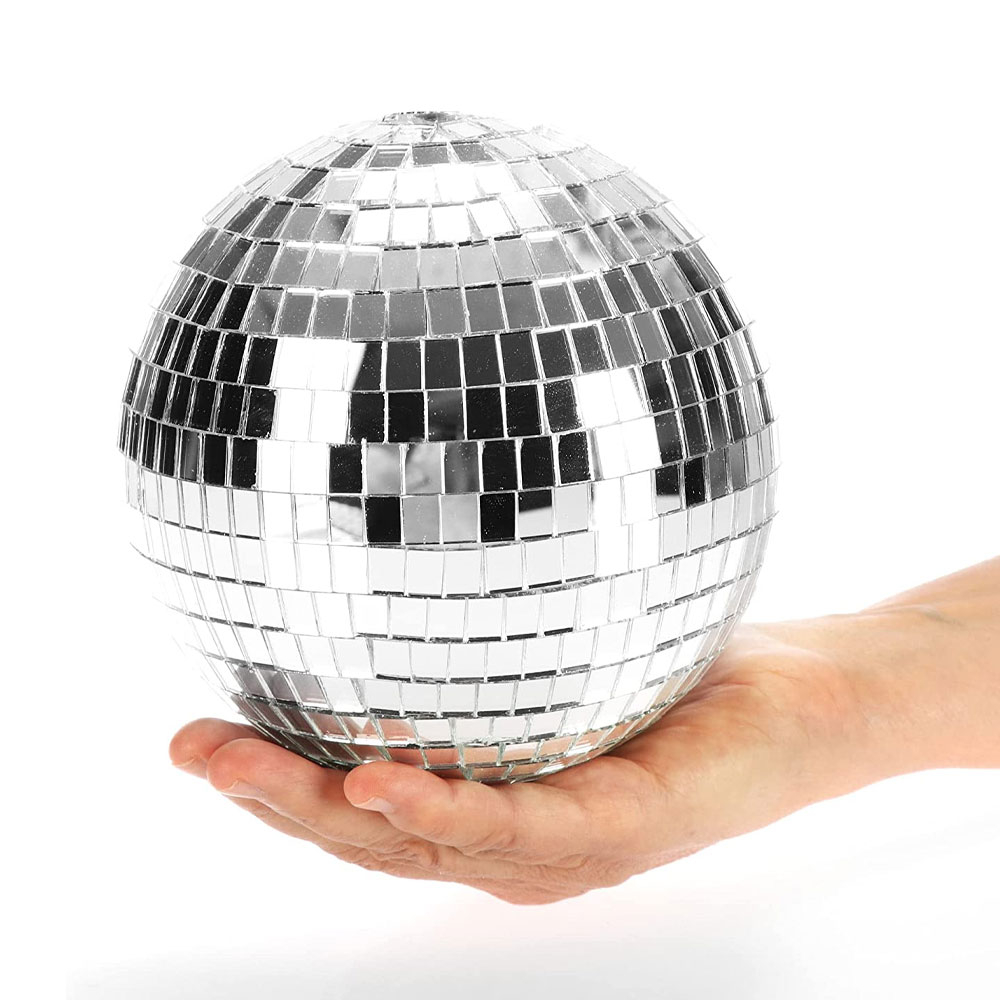 (Ø20cm) Lichtreflektierende Discokugel Party Deko Spiegelkugel zum Aufhängen - Silber